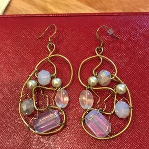 Brass and very stone earrings